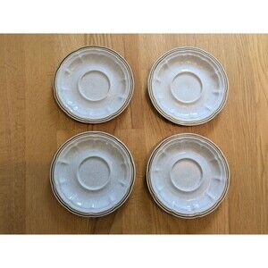 Set Of 4 Crown Manor Autumn Blossom Handpainted Stoneware Saucers Japan 6-1/4"